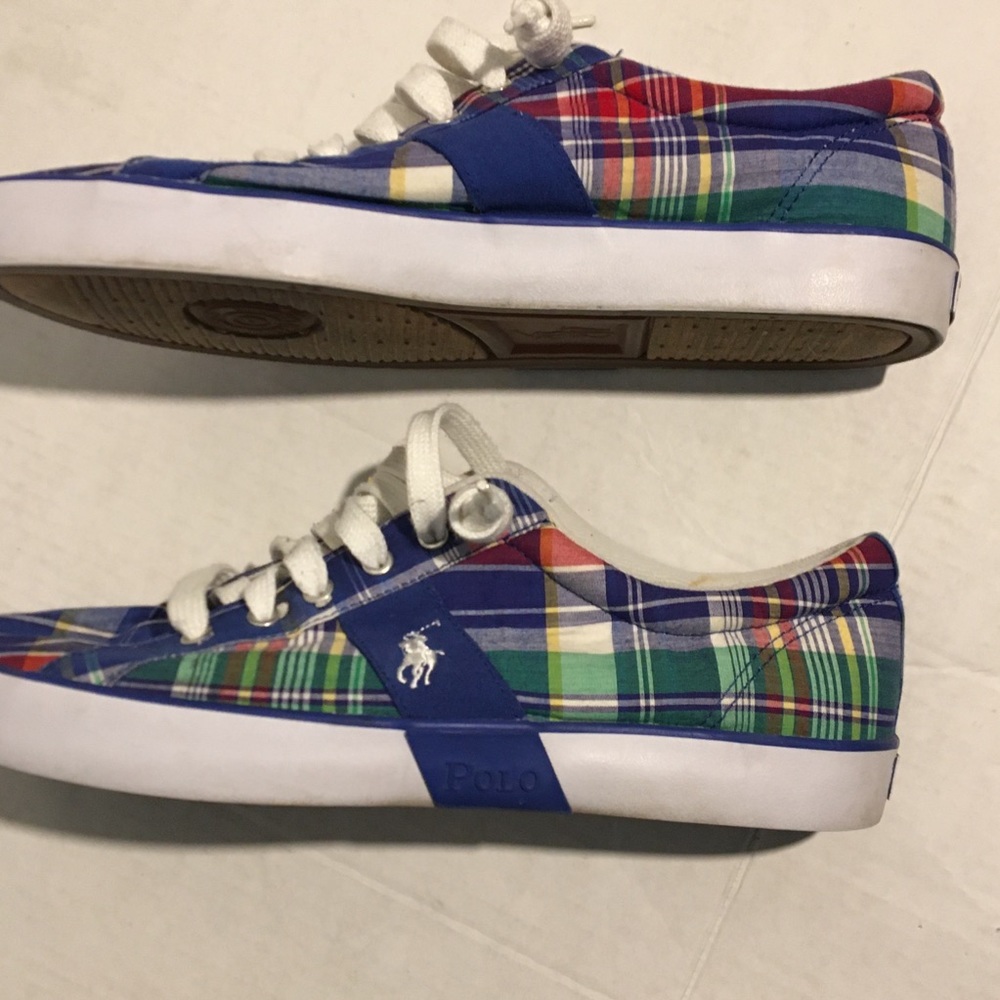Polo Ralph Lauren Plaid Canvas Sneakers Size 12D